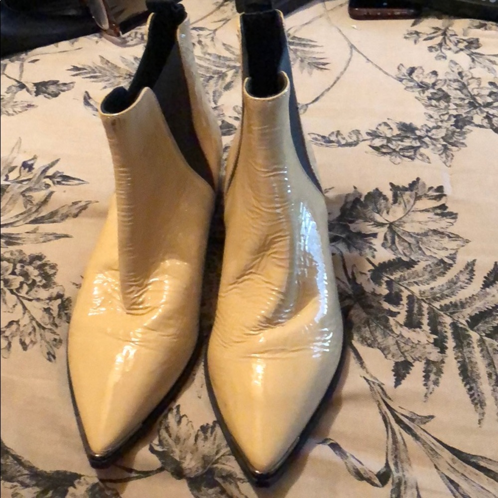 ACNE Tan Pointy-toe Booties